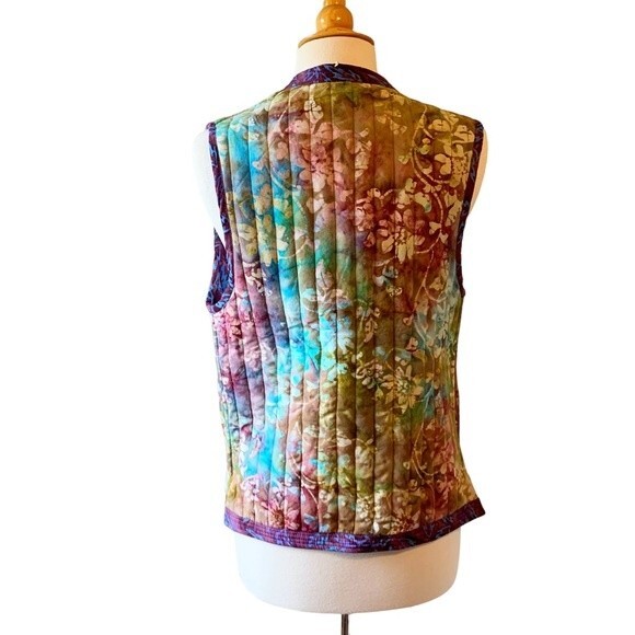 NWT Quilted Colorful Batik Reversible Wearable Art Festival Vest -Small - Picture 6 of 9